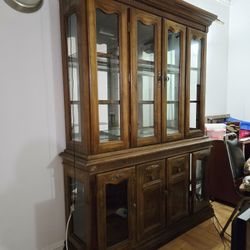 China Display Cabinet Curio Wood Glass Shelves Cabinet
