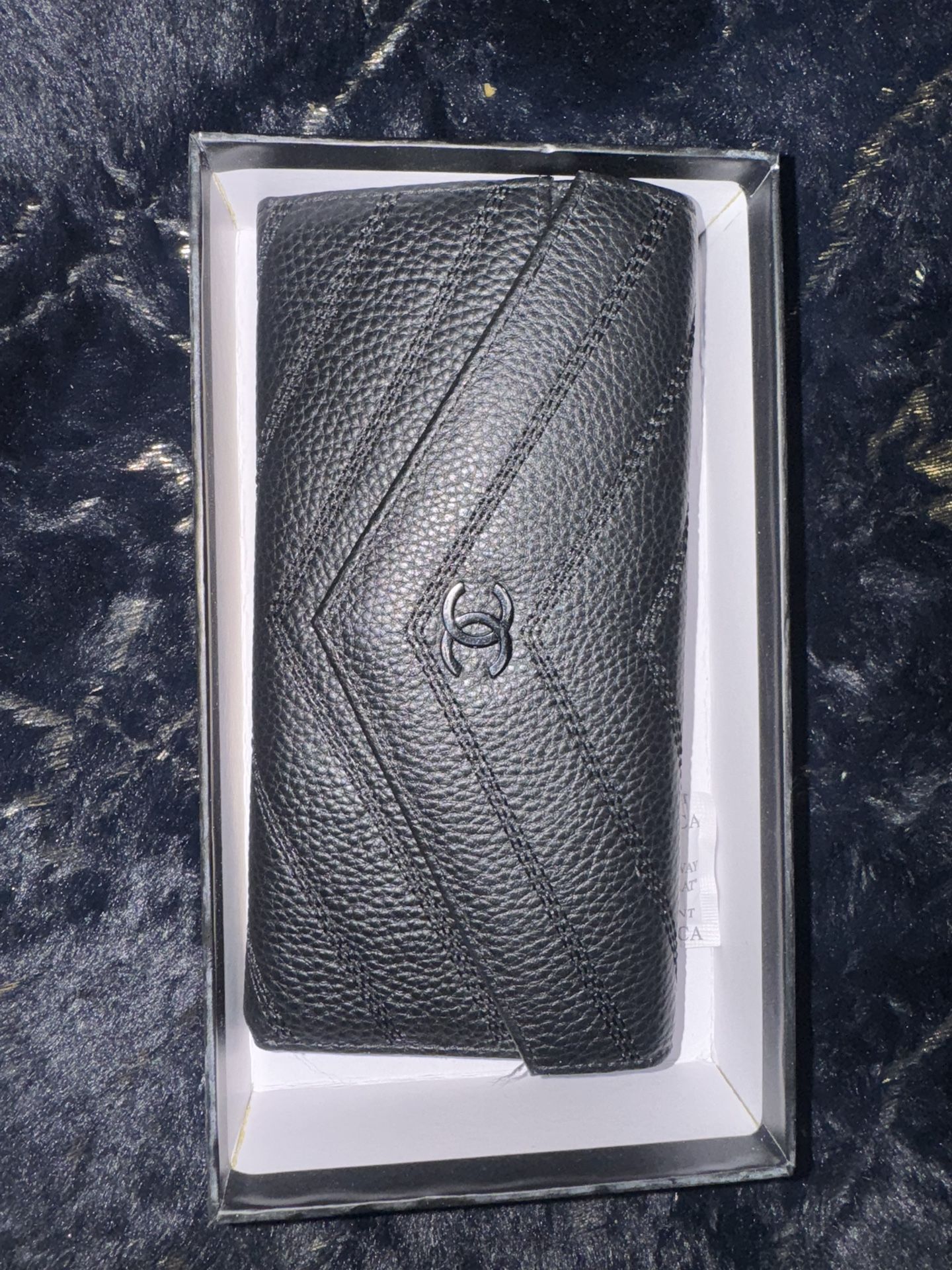 CHANEL V stitch Long Wallet Caviar Skin Black CC