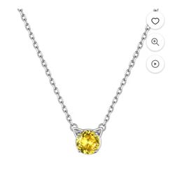 November Stone Charm With Neclace 925 Silver New