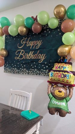 Happy Birthday Backdrop And Balloons