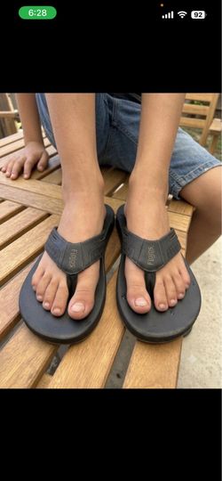 Flojos Men's Thong Sandals US 8 Black Slip On Synthetic Logo Pre-owned
