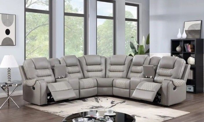6 Seater Reclining Leather Sectional For Sale. Premium Quality