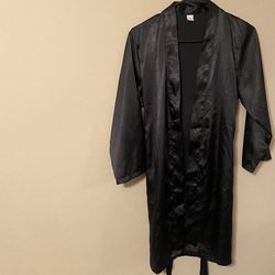 Mid-Length silk satin robe 