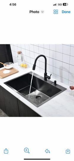 33"x22"x9" Drop In Kitchen Sink Black Top Mount (D013B-1)