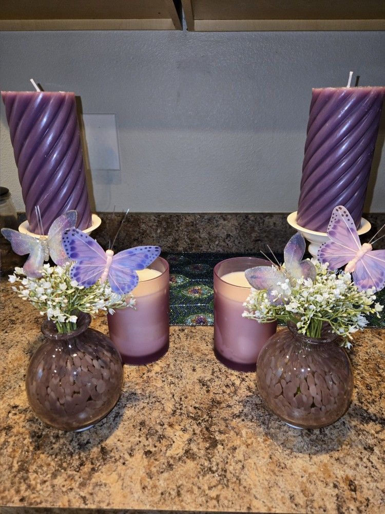 Purple/butterfly Decor... Centerpiece