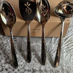 Princess House Juego De 4 Utensilios   Grandes Amalia De Acero Inoxidable Nuevos En Cajas 
