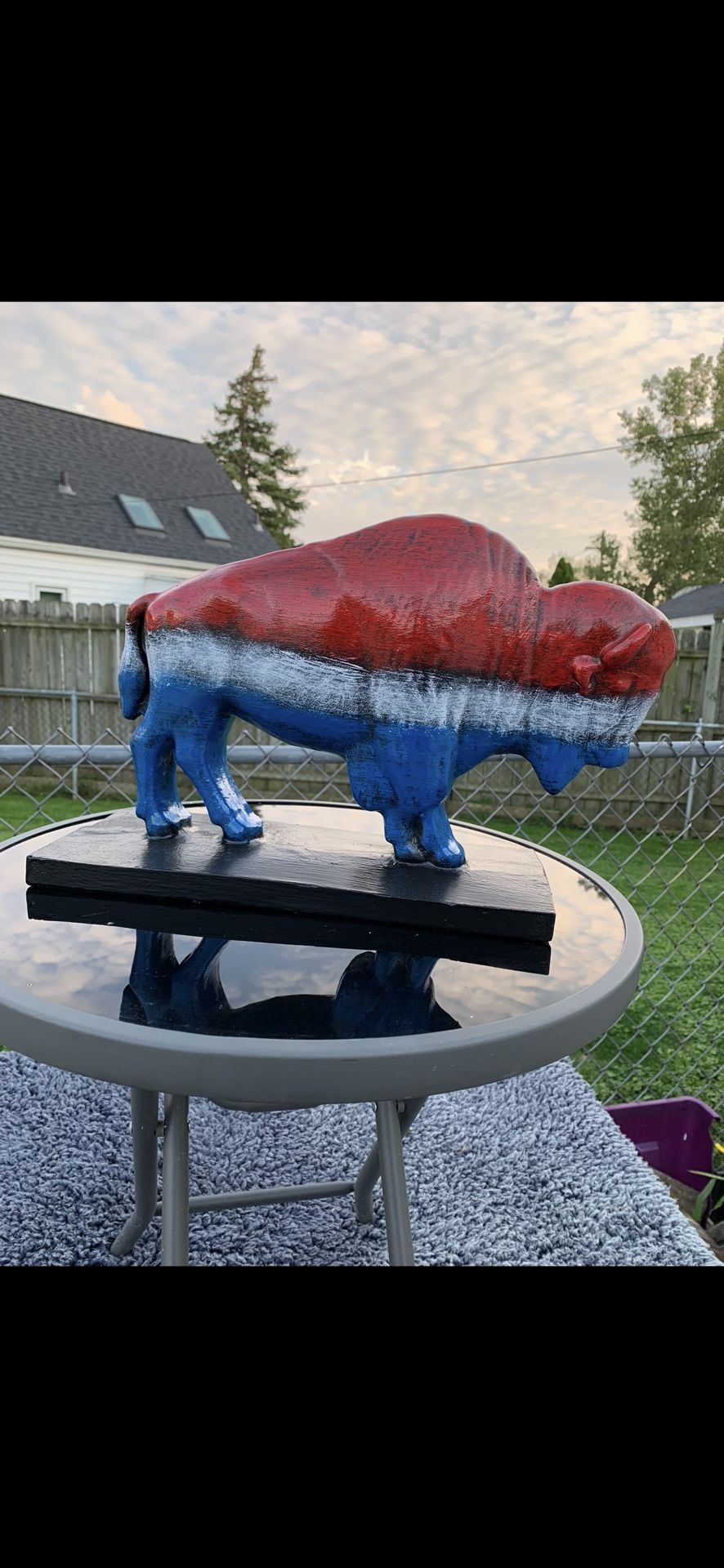 The Red White And Blue Buffalo Statue