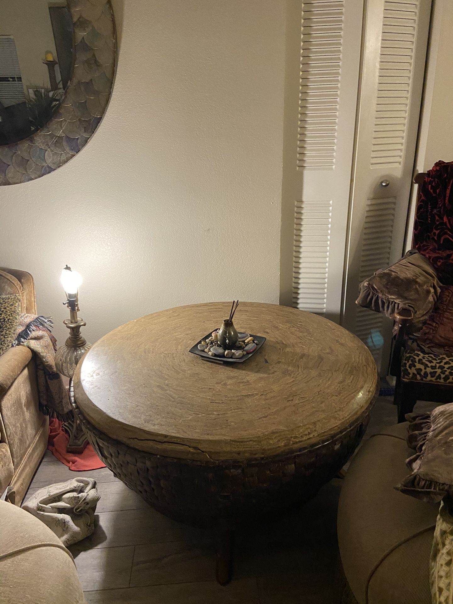 Large marble coffee table with or without matching side table with 2 drawers