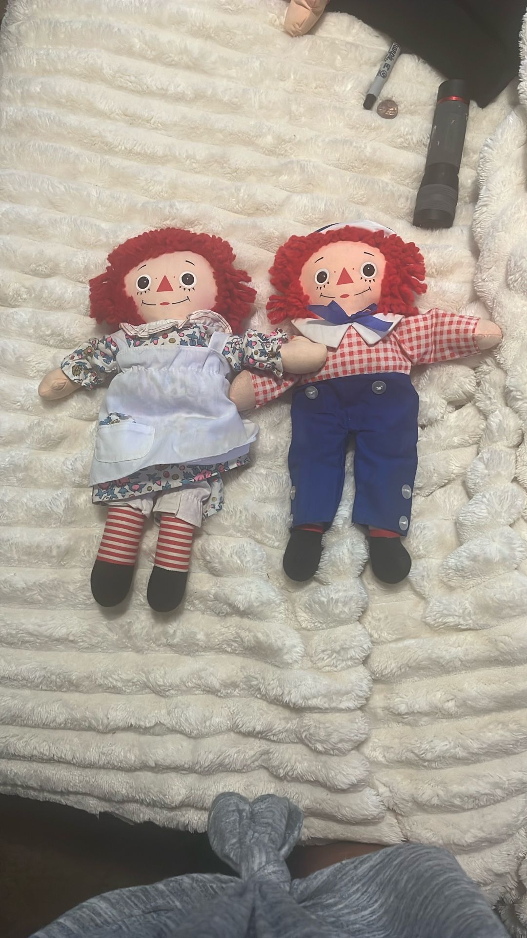 Vintage raggedy, Ann and Andy dolls