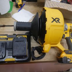DEWALT DCD200 20V Cordless Drain Sewer Snake Drill Kit with 5/16" X 25' Cable ; 2 5AH BATTERIES ; DCB102 CHARGER .