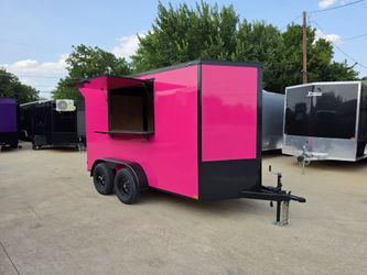 2027 New 6x12 TA Screwless Enclosed Vending Trailer | Blackout | Spoiler Package | .08 Polycor | Dexter Axle | 1202 (PINK)