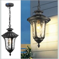(Brand New in Box)
Outdoor Pendant Light Dusk to Dawn Sensor, 17.13 Inch Adjustable Exterior Hanging Light Fixture Black Outside Ceiling Chandelier f