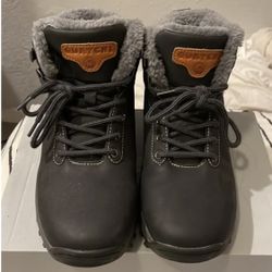 Quatchi Men Boots Black Grey Fur Lined Hiking Boots Size 10