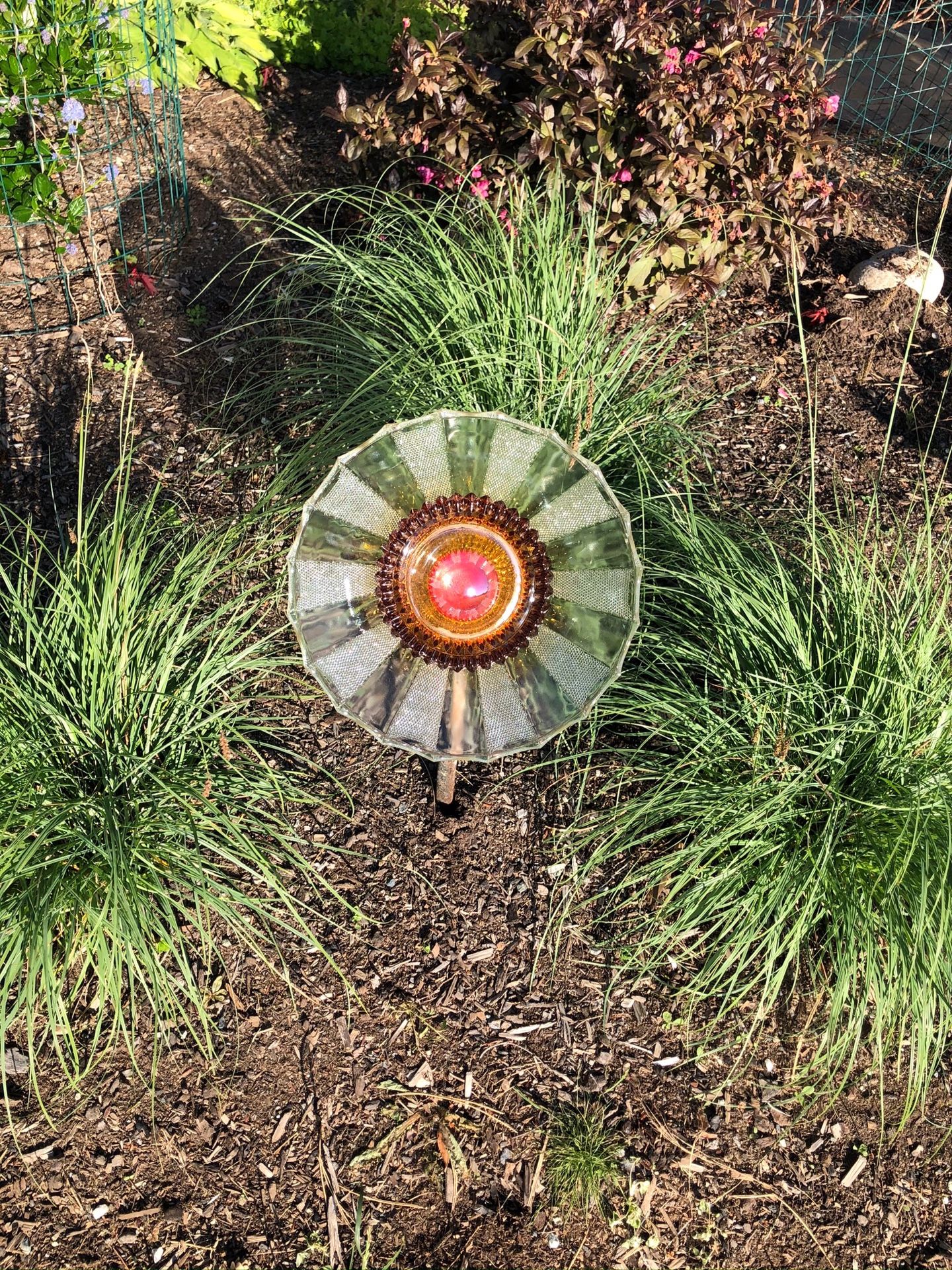 Glass plates flower garden art decoration