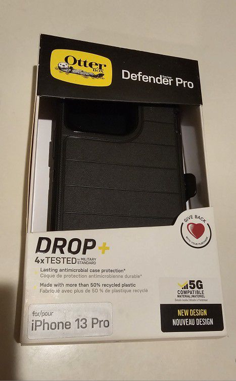 OtterBox iPhone 13 Pro (ONLY) Defender Series Case - BLACK, Rugged & Durable, With Port Protection, Includes Holster Clip Kickstand

( Brand New )
