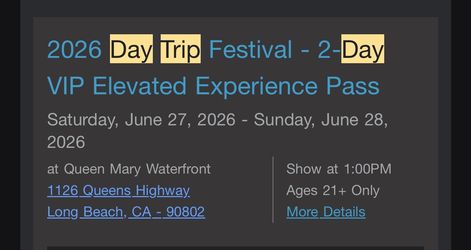 2026 Day Trip Festival - 2-Day VIP pass