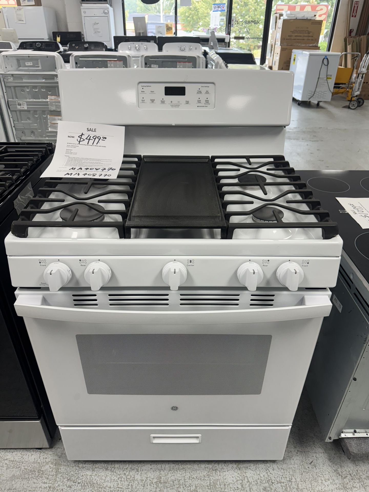 Open Box White Gas Range With 5 burners