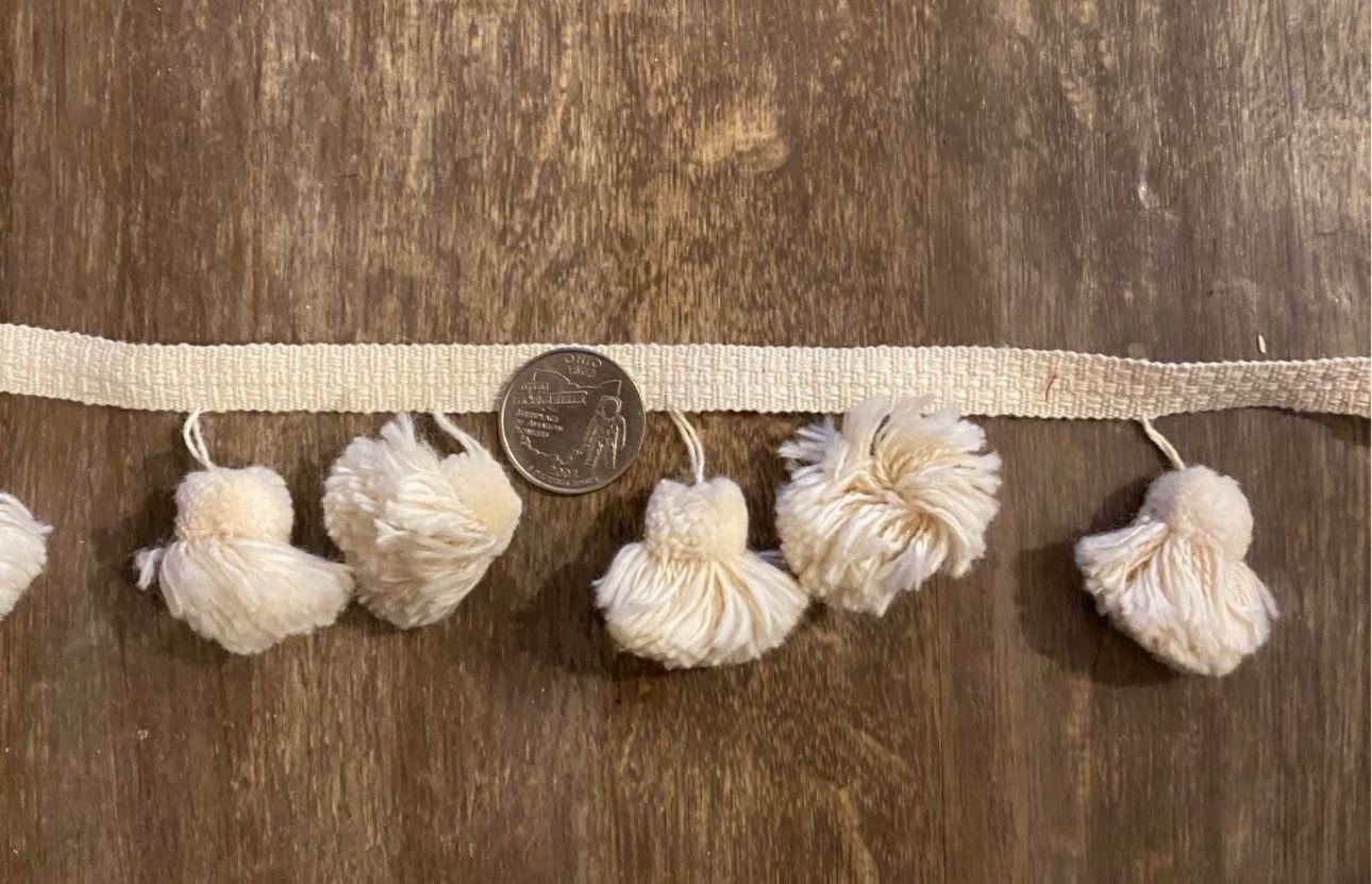unwashed beige tasseled pillow trimming sewing embellishment 21yds 32”