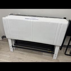 New white full size bed frame, headboard assembled frame in the box