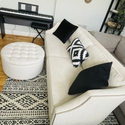 Free Delivery! 84” Modern Beige Large Sofa. Fully Cleaned From Smoke & Pet free home