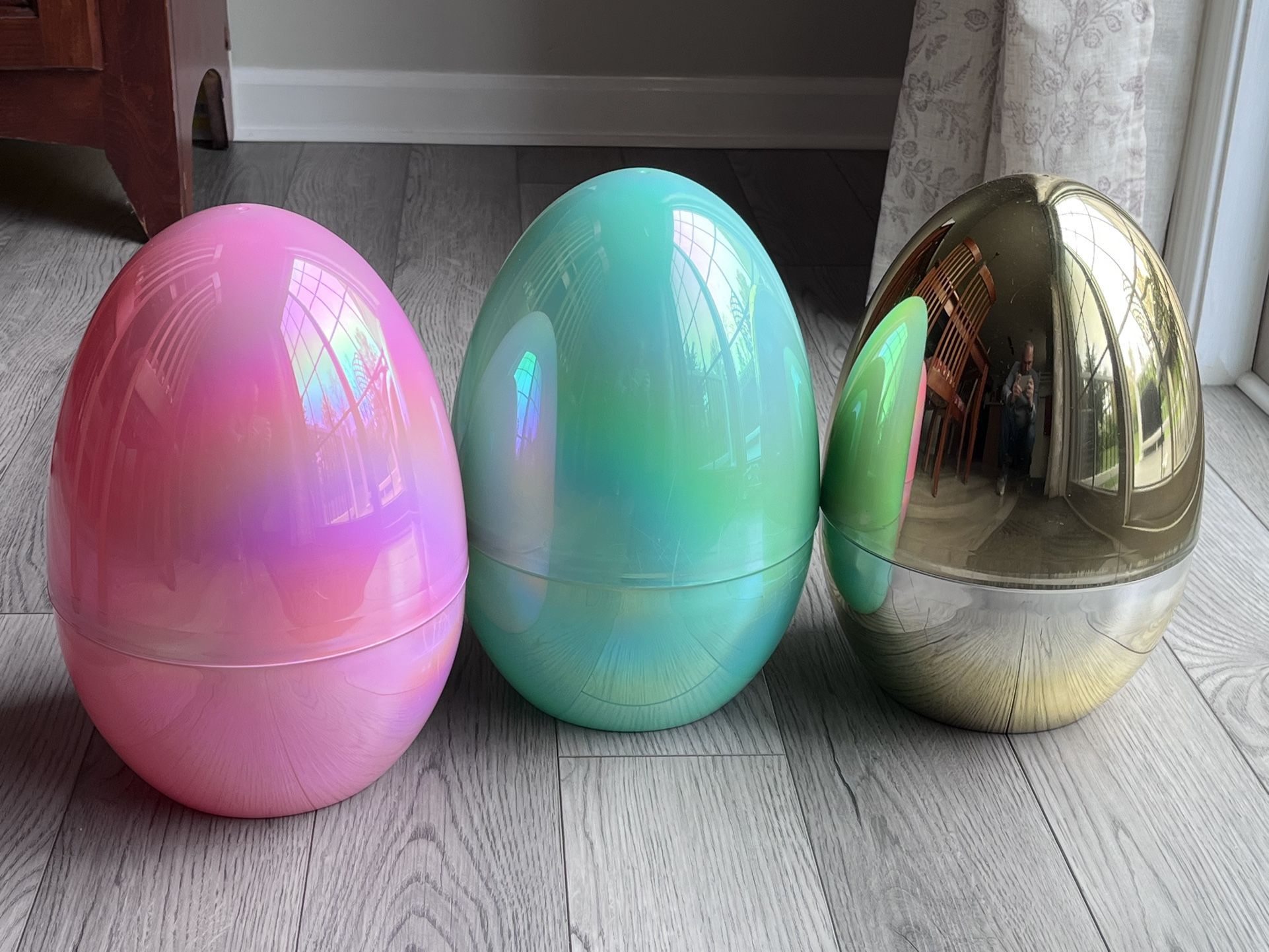 Large Plastic Eggs Lot Of Three