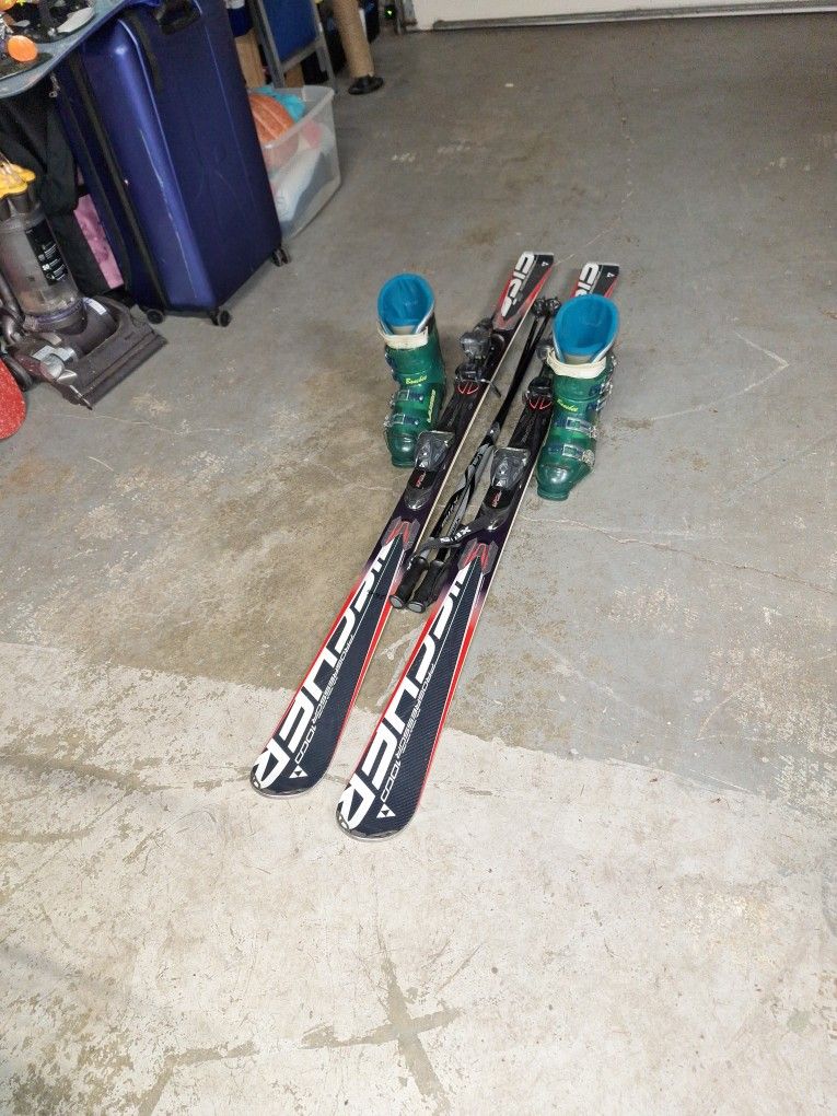 180cm Fisher Skis Lange Ski Boots 27.5 Poles