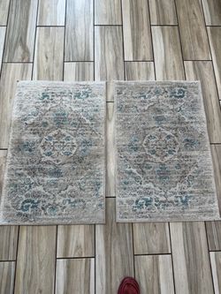 Set of 2 Distressed Medallion Area Rugs