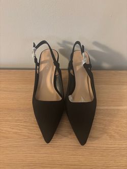 Top Moda Black Slingback Pointed-Toe Heels