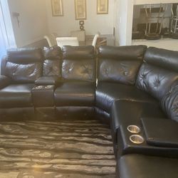 Black Leather Sectional Basically New 500 Obo Pick Up Today 