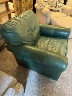 Hunter Green Leather Arm Chair