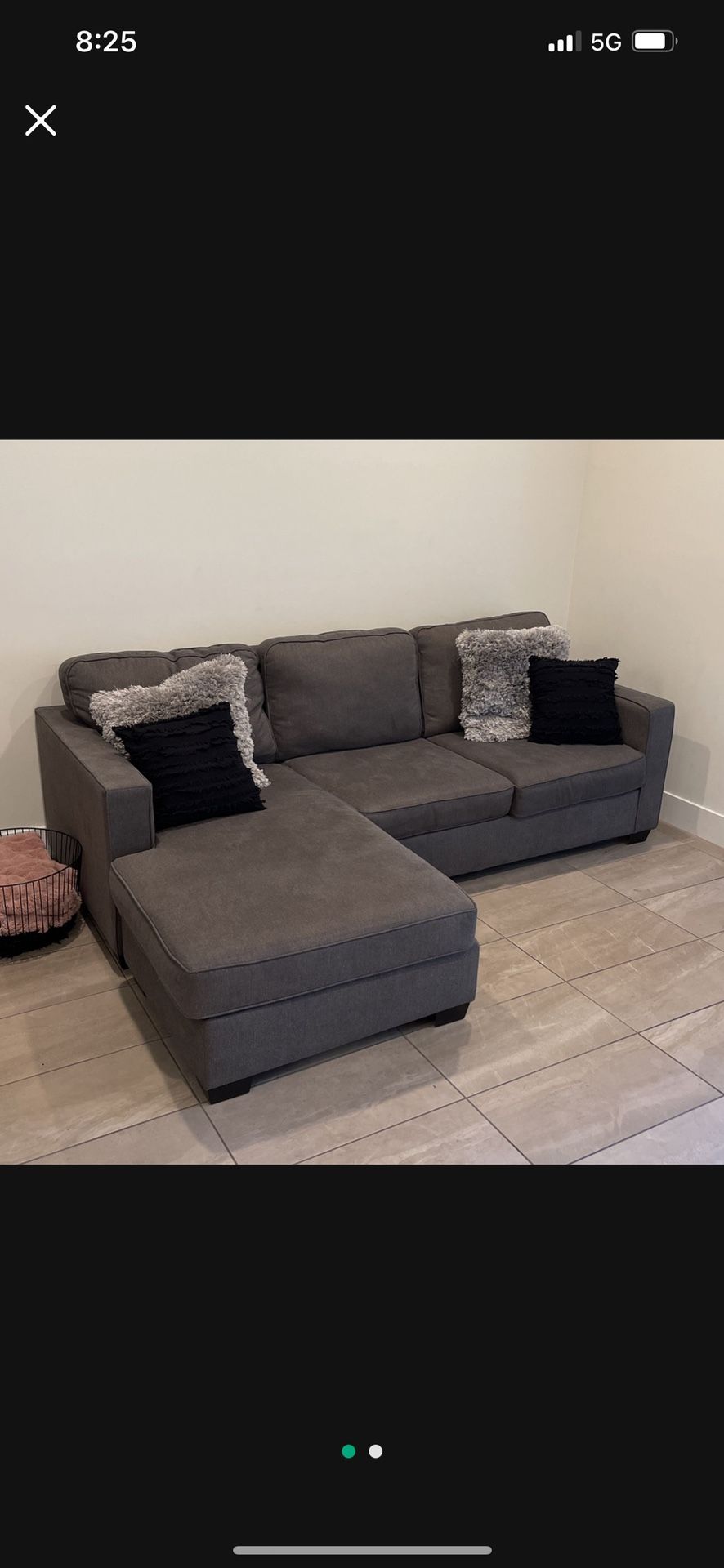 Egan II Charcoal 93” Sofa w/ Reversible Chaise