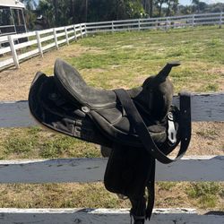 Black Suede And Canvas Saddle