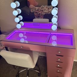 Pink Vanity With Bluetooth