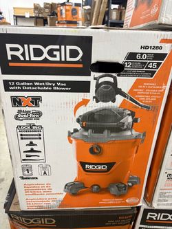 BRAND NEW IN BOX Shop RIDGID 12 Gal. 6.0 Peak HP NXT Shop Vacuum Wet Dry Vac with Detachable Blower, Filter, Dust Bag, Hose and Accessories HD1280