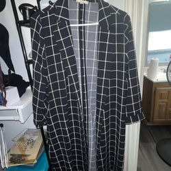 Black And White Long Thing Blazer Like 