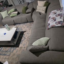 Large Light Grey Modular Reclining Sectional