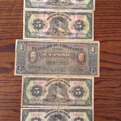 (5) Mexican bills $100.00 CASH, TEXT FOR PRICES. 