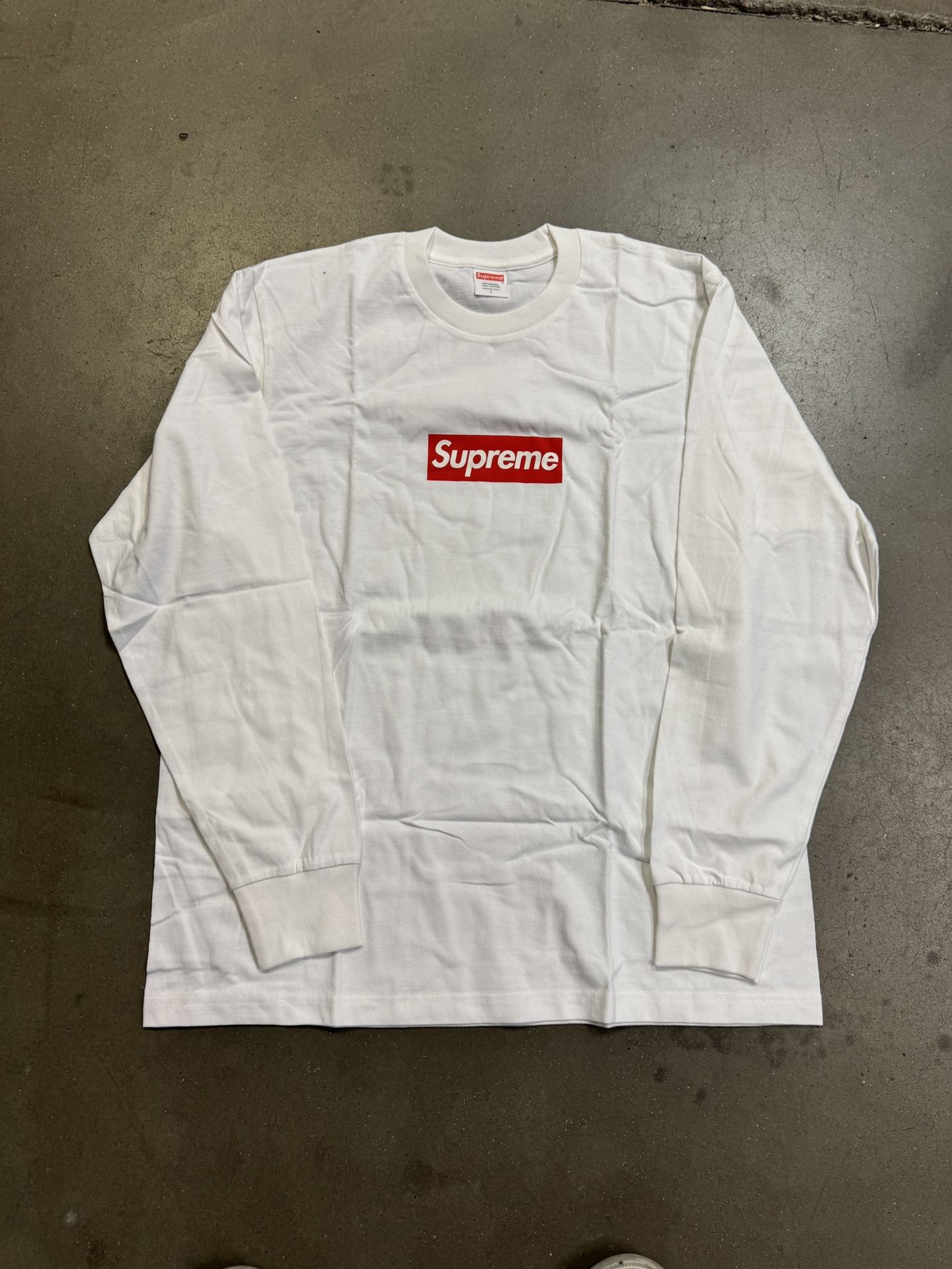 Supreme White Box Logo Long Sleeve Size Large
