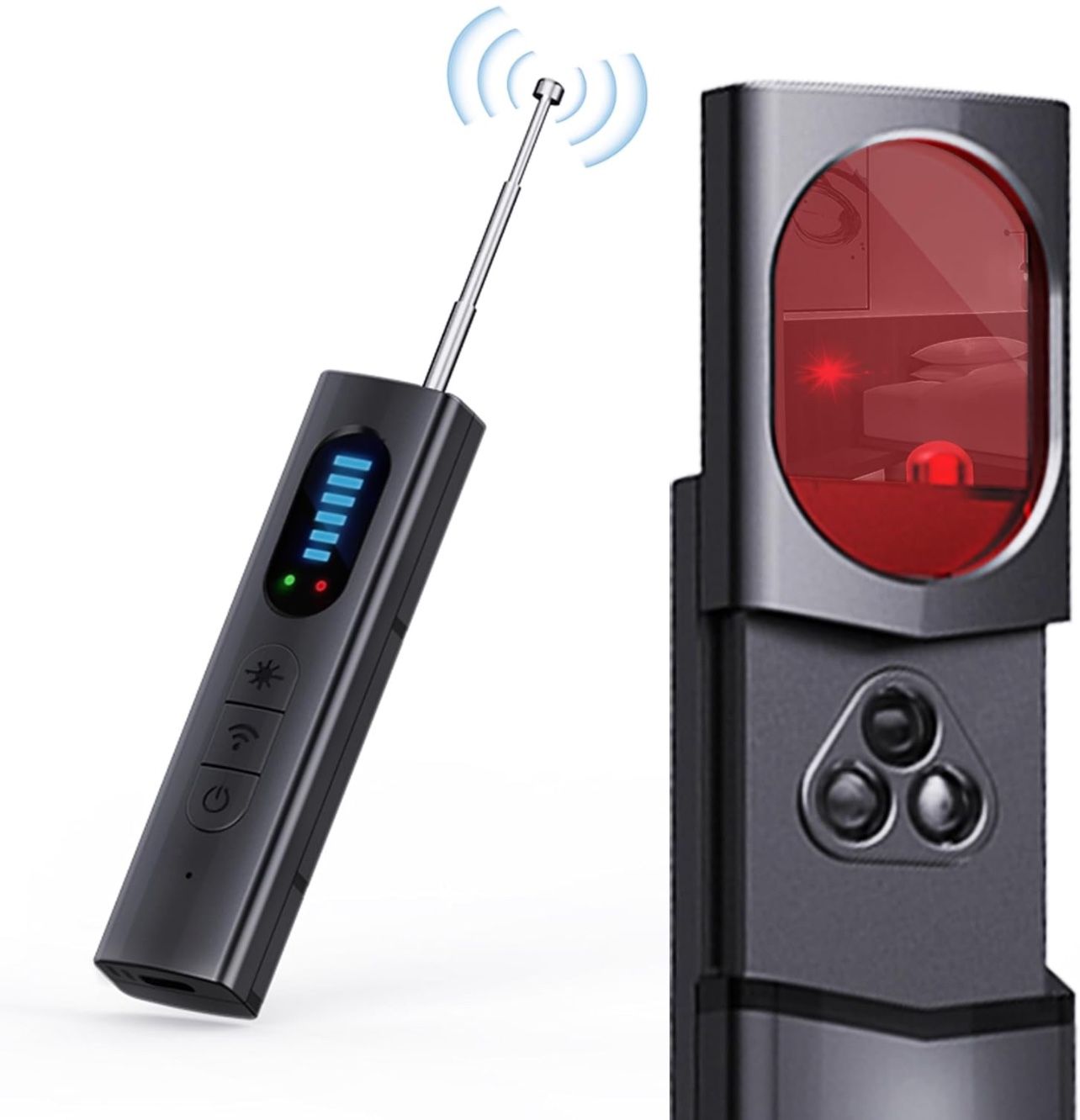 Hidden Camera Detector with Signal Strength Detection, Infrared Camera Finder, Vibration Alarm & Magnetic Field Detection - Anti-Spy Bug Sweeper for P