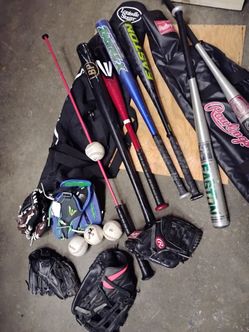 Baseball Bat, Glove & Ball Bundle Lot