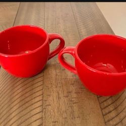 2 Red Big Bowls 