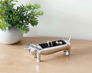 Umbra Dachsie Dachshund Ring Holder Chrome Silver Jewelry Organizer w/ Box