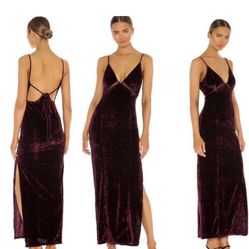 NEW FREE PEOPLE INTIMATELY WINE SOFT VELVET DRESS 