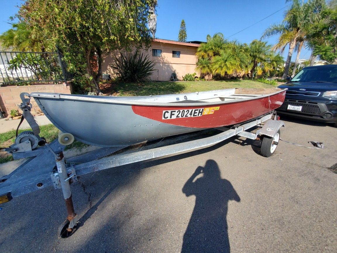14' Aluminum Boat W/ Deck, Foot Trolling, Trailer *NO MOTOR* for Sale