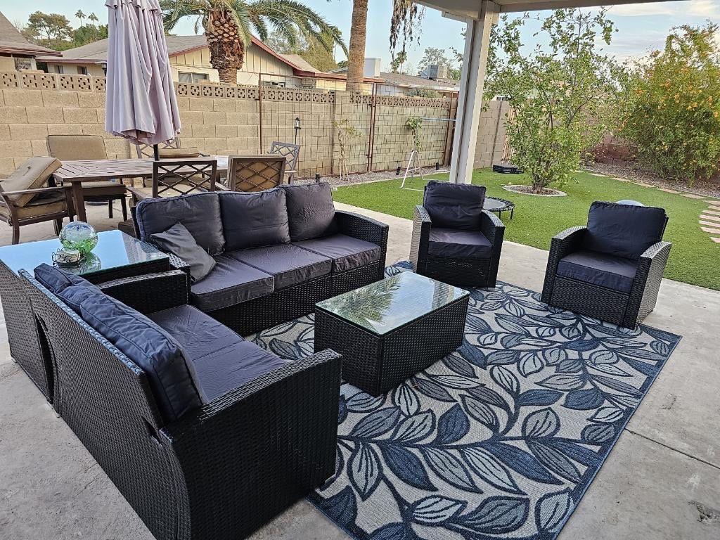 Outdoor 6 Piece Patio Furniture Set With Corner Storage