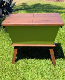 Mid-Century Modern Style Hand Painted Lime Green Dough Box Side Table