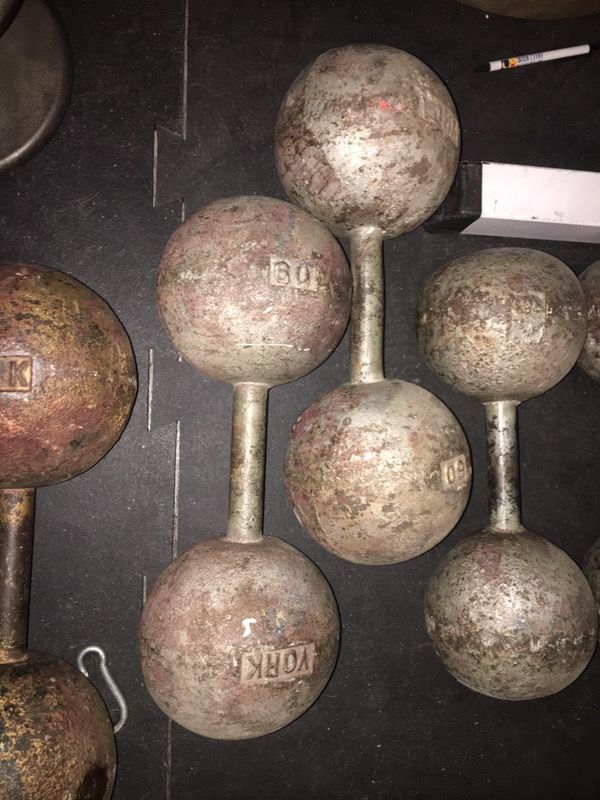 Vintage York globe Dumbbells 60 pound pair