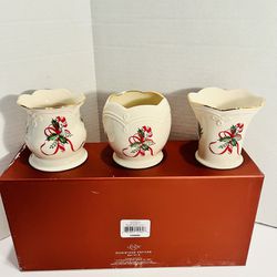 Lenox Christmas Votive Set of 3 Candle Tealight Holder with Candy Cane Decor