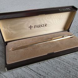 Parker Gold Tone Ballpoint Pen w/ Original Box Vintage Made in England
