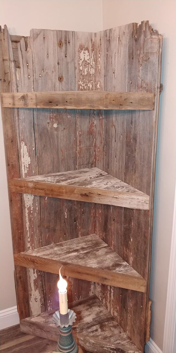 Handmade Barn Wood Corner Shelf 7.5'